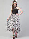 clugenix Women Fit and Flare Black Below Knee Dress