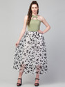 clugenix Women Fit and Flare Dark Green Below Knee Dress