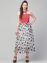 clugenix Women Fit and Flare Pink Below Knee Dress