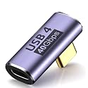 90 Degree Right Angle USB C Male to USB C Female Adapter, 40Gbps USB Type C Thunderbolt 4/3 Extender for MacBook Pro, iMac, iPad Pro, Tablet, Phones and Other Type C Devices