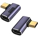 90 Degree Right Angle USB C Male to USB C Female Adapter, 40Gbps USB Type C Thunderbolt 4/3 Extender for MacBook Pro, iMac, iPad Pro, Tablet, Phones and Other Type C Devices