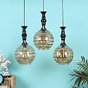 Cluster Hanging Black Shade Lights with Amber Glass for Living Room, Lamps for Bedroom Also for Restaurants and Kitchen (Without Bulb)