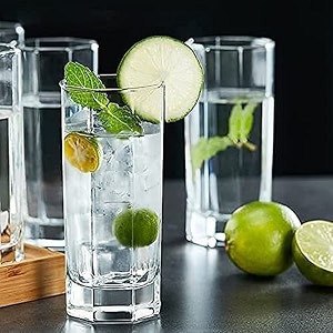 set of 6 glass for dining table water juice glass milkcold drink whiskey cocktail lead-free perfect for home hexa juice glass 330ml