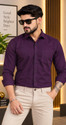 Clyver Men Solid Casual Purple Shirt
