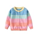 CM-Kid Girl Knit Cardigan Heart Colorful Flower Winter Button Up Sweater