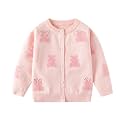 CM-Kid Girl Knit Cardigan Heart Colorful Flower Winter Button Up Sweater