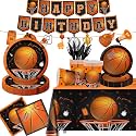 CMUSKO Basketball Party Supplies, 142Pcs Basketball Sports Theme Birthday Party Supplies Tableware Set,Include Basketball Plates and Napkins,Cups,Banner,Tablecloth for Basketball Birthday Decorations