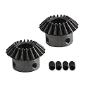 45 Steel 1.5 Modulus Silver 12mm Hole Diameter Tapered Bevel Gear Wheel 20 Teeth Pack of 2