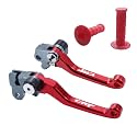 CNC Foldable Brake Clutch Lever Handle Handlebar Grips Set Fit for CRF150F CRF230F CRF230 CRF150 F CRF 150F 230F 150 230 F 2003-2019 Dirt Pit Bike 7/8" 22mm (Red)