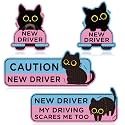 CNhoqc Student Driver Car Magnet, 4 Pcs Cute Black Cat Automative Magnet