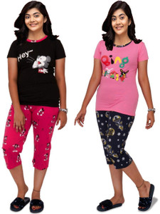 cnt kids nightwear girls printed cotton blend