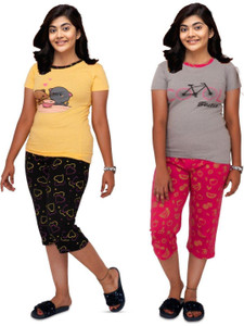 cnt kids nightwear girls printed cotton blend