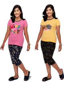 cnt kids nightwear girls printed cotton blend