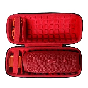 co2crea hard travel case for jbl charge 4 waterproof bluetooth speaker outside black and inside red