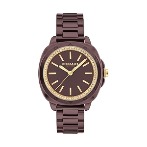 Coach Kitt Qtz Basic Brown Tonneau Dial