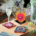 Coaster Set of 4 Beautiful Diwali Festive Tea Coasters with Stand Designer Quality for Tea Cups, Coffee Mugs and Glasses for Festivals, Gifting (Diwali)