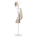Coat Rack with 12 Hooks, Freestanding Coat Tree with Sintered Stone Base, Sturdy Metal Coat Stand for Hats, Purses &amp; Jackets, Ideal for Entryway, Bedroom, Office &amp; Closet, 11.4" x 11.4" x 68.1", White