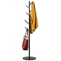 Coat Rack with 8 Hooks, 3 Adjustable Heights, Modern Hall Tree, Sturdy Metal Clothes Stand with Sintered Stone Base for Entryway, Office, Bedroom, for Coats, Hats, Handbags and Scarves, Black