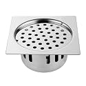 COATS Anti-Cockroach Drain Strainer Jali Plain (Square) 304-Grade Stainless Steel | 5 inch | Floor Drainer with Cockroach Trap for Floor, Bathroom, Kitchen, wash Basin
