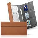 CoBak Leather Car Registration and Insurance Holder with Magnetic Compartment - Vehicle Glove Box Organizer for Driver License, Cards, Emergency Cash - Auto Truck Accessories Case, Lychee Brown