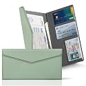 CoBak Leather Car Registration and Insurance Holder with Magnetic Compartment - Vehicle Glove Box Organizer for Driver License, Cards, Emergency Cash - Auto Truck Accessories Case, Sage Green