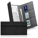 CoBak Leather Car Registration and Insurance Holder with Magnetic Compartment - Vehicle Glove Box Organizer for Driver License, Cards, Emergency Cash - Auto Truck Accessories Case, Carbon Fiber Black
