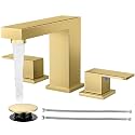 Cobbe Bathroom Faucet 3 Hole, Brushed Gold Bathroom Sink Faucet Widespread