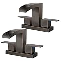 Cobbe Waterfall Bathroom Faucet, Bronze 4 Inch Centerset 3 Hole, 2 Pack