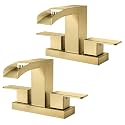 Cobbe Waterfall Bathroom Faucet, Brushed Gold 4 Inch Centerset 2 Pack