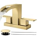 Cobbe Waterfall Bathroom Faucet, Brushed Gold 4 Inch Centerset 2 or 3 Hole