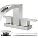 Cobbe Waterfall Bathroom Faucet, Brushed Nickel 4 Inch Centerset 3 Hole