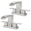 Cobbe Waterfall Bathroom Faucet, Brushed Nickel 4 Inch Centerset, 2 Pack