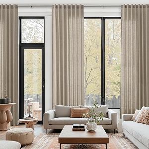 Cobblestone Linen Curtains 132 Inch Length for