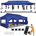 COBIZI 10x30 Pop up Canopy Tent 10x30 Canopy with Sidewalls, Heavy Duty Party Tent Tents for Parties, Foldable UPF 50+ Waterproof Commercial Easy up Canopy with Roller Bag, Navy Blue(Windproof)