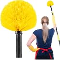 Cobweb Duster Brush Head, Spider Web Cleaning Tool, Indoor &amp; Outdoor Use, Fits 3/4 Inch Acme Threaded Poles (Yellow)