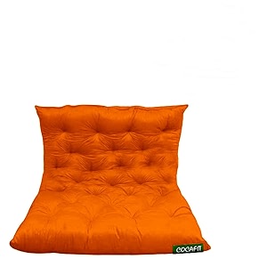 nextgo tufted 3 seater floor sofa garden balcony outdoor patio shoe bench sitting low back cushion bhagava orange size l 122 x w 98 x h 10 cm