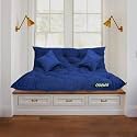 NEXTGO Tufted 3 Seater Floor Sofa Garden Balcony Outdoor Patio Shoe Bench Sitting Low Back Cushion (Navy Blue, Size L 122 X W 98 X H 10 CM)