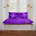 NEXTGO Tufted 3 Seater Floor Sofa Garden Balcony Outdoor Patio Shoe Bench Sitting Low Back Cushion (Dark Purple, Size L 122 X W 98 X H 10 CM)
