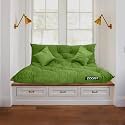 NEXTGO Tufted 3 Seater Floor Sofa Garden Balcony Outdoor Patio Shoe Bench Sitting Low Back Cushion (Emerald Green, Size L 122 X W 98 X H 10 CM)