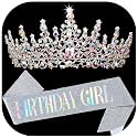 COCIDE BIRTHDAY GIRL Sash for Women Happy Birthday Sashes and Crowns for Girls Crystal Tiaras for Princess Silver Party Decoration for Gift Headband Supplies Accessories Favors