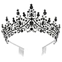COCIDE Black Crowns for Women Tiaras Girls Silver Crystal Rhinestones Queen Crown Princess Tiara Party Wedding Bridal Halloween Costume Cosplay Bridesmaids Accessories, Black, Comb type