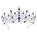 COCIDE Blue Crystal Tiaras and Crowns for Women Princess Queen Crowns for Women Rhinestone Tiaras for Girls Bride Wedding Hair Accessories for Bridal Birthday Party Prom Halloween Cosplay Christmas