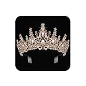 COCIDE Gold Crowns for Women Tiaras Girls Crystal Rhinestones Queen Crown Princess Tiara Party Wedding Bridal Halloween Costume Cosplay Bridesmaids Accessories, one size, Champagne, Comb type