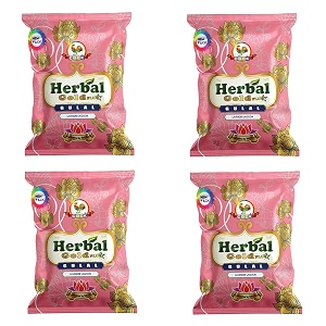 cock brand organic holi gulal colour - lavender - pink  herbal gold plus gulal  corn starch powder  holi colours organic powder - non toxic eco friendly - easy to remove color pack of 4
