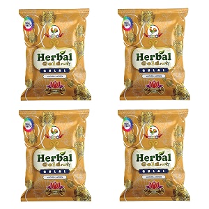 cock brand organic holi gulal colour - mogra - yellow  herbal gold plus gulal  corn starch powder  holi colours organic powder - non toxic - eco friendly - easy to remove color pack of 4