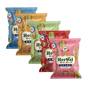 cock brand organic holi gulal colour - multicolour  herbal gold plus gulal  corn starch powder  holi colours organic powder - non toxic - eco friendly - easy to remove color pack of 5