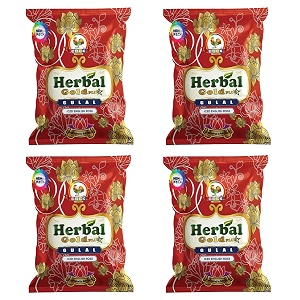 cock brand organic holi gulal colour - rose - red  herbal gold plus gulal  corn starch powder  holi colours organic powder - non toxic - eco friendly - easy to remove color pack of 4