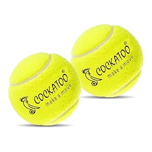 cockatoo rubber cricket tennis ball construction of tennis ball for cricket for optimal performancesuitable for all skill levels 90 gr per ball - pack of 2-yellow