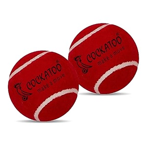cockatoo rubber cricket tennis ball construction of tennis ball for cricket for optimal performancesuitable for all skill levels 90 gr per ball - pack of 2-red