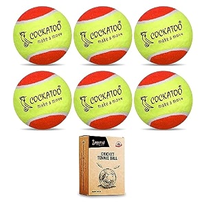 cockatoo rubber cricket tennis ball construction of tennis ball for cricket for optimal performancesuitable for all skill levels 90 gr per ball-pack of 6-yellow orange